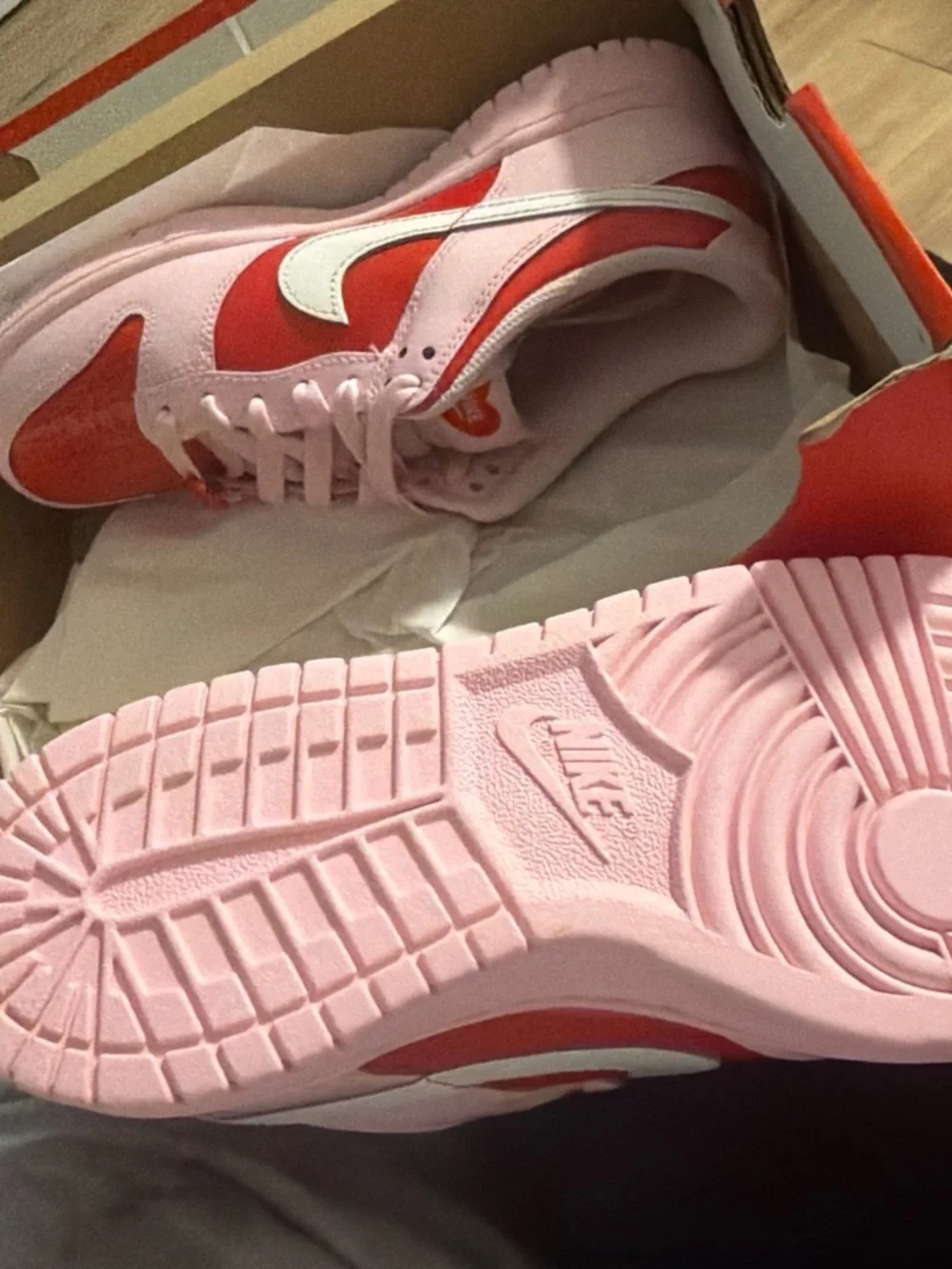 Nike Kids Pink and Red Heart-Accent Sneakers